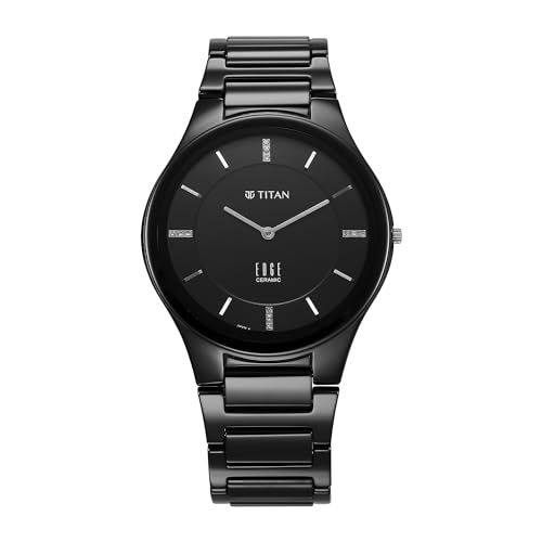 Titan Edge Ceramic Dress with Diamonds Quartz Analog Black Dial Ceramic Strap Watch for Men-1696NC12 (B0CVTYCQJ9) Amazon Price History, Amazon Price Tracker