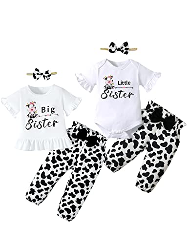 BIRTHDAY SHARK Big Sister Little Sister Matching Outfits Sisters Matching Outfits for Girls Cow Clothes