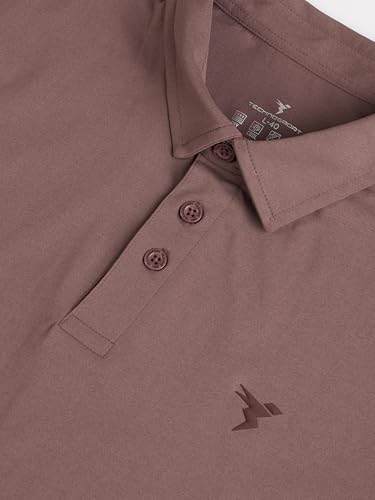 Image of TECHNOSPORT Men's Solid Slim Fit Polo Collar T-Shirt COTFLEX Half Sleeve Button Polyester for Gym Running Workout UPF50+ Anti Odour
