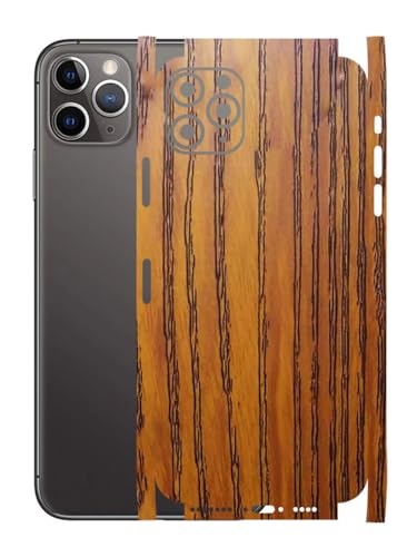 Image of AtOdds - Compatible for iPhone 11 PRO MAX - Mobile Back Skin Sticker Wrap - Lamination - Rear Screen Guard Protector (Coverage - Back+Camera+Sides) (Design - Caramel Wood)