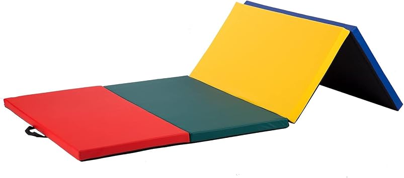 Exercise Mat 2x6/4x8/4x10 Gymnastics Mat Folding Gymnastics Tumbling Mats 1.6"-2" Thick PU Leather Yoga Mat Portable With Carrying Handles for home Workout outdoor Yoga Pilates