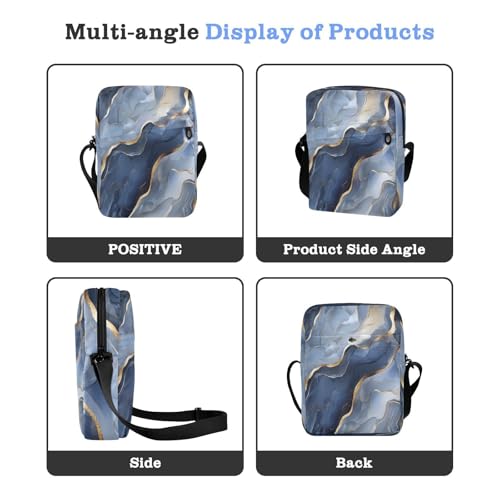 small messenger bag for women shoulder bags Purses Cross Body Bag Adjustable Strap for Casual Casual- Marble Silver Navy Blue4