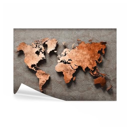 decomonkey Fototapete Weltkarte 350x256 cm Design Tapete Fototapeten Vlies Tapeten Vliestapete Wandtapete moderne Wand Schlafzimmer Wohnzimmer Modern 3d Effekt Steinwand Stein
