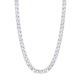 KRKC&CO 4mm Tennis Halskette Weißgold beschichtet Zirkonia Halskette Iced Out Chain 1 Reihige Herren Tennis Halskette Hip Hop Collier Krappenfassung 5A CZ-Steinen Größe 51cm