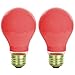 Sunlite 25A/R/2PK Incandescent 25-Watt, Medium Based, A19 Colored Bulb, Red, 2-Pack