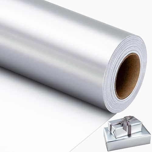 Recopilación de Papel metálico de esta semana. 44 Garbendy Papel de regalo plateado – Papel metálico brillante de color sólido, perfecto para cumpleaños, bodas, baby shower, fiestas, 17 x 33 pies