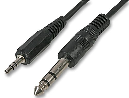 Pro Signal 3.5mm to 6.35mm (1/4") Stereo Jack Plug to Plug Lead - 5m Black Audio Cable
