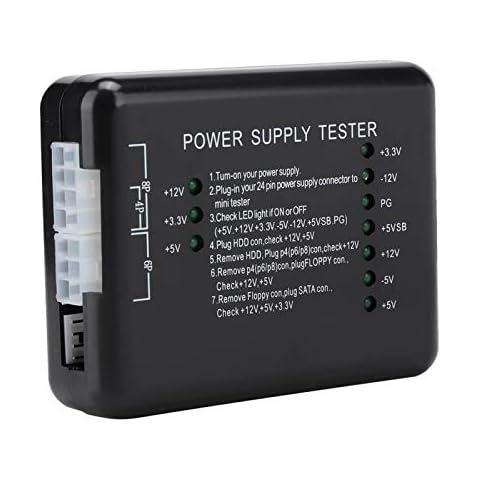 fasient 20/24Pin Power Supply Tester Checker Black PSU/ATX/SATA/HDD Power Detection Tool Computer PC Power Supply Tester with Indicator Light Cover