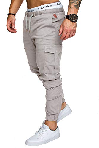 Amaci&Sons Jogger Cargo Herren Chino Jeans Hose 7001 Hellgrau W32