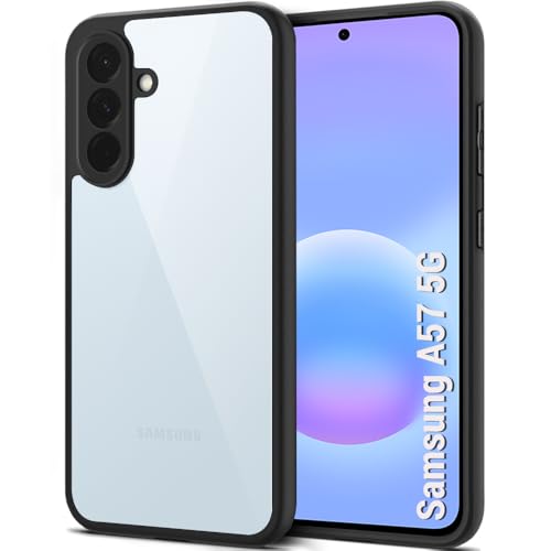 Image of TheGiftKart Back Cover for Samsung Galaxy A57 5G Case | Ultra-Hybrid Shockproof Sleek Armor | 360 Protection | Crystal Clear Hard Back Transparent Galaxy A57 Back Cover (PC & TPU, Black Bumper)