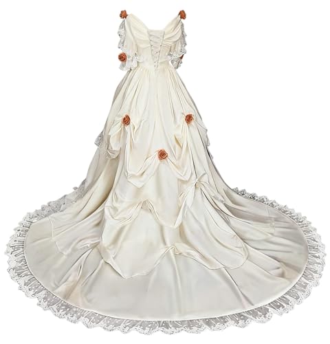 Mouccy Princess Satin Victorian Dresses 2026 Lace Ivory Wedding Dresses