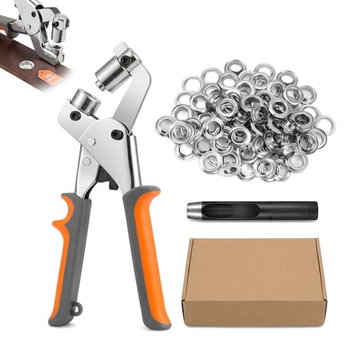 【Kit completo 200 pezzi pronto all’uso】：kit occhielli 10mm con 200 occhielli inclusi, soluzione completa per installazione immediata senza accessori aggiuntivi, adatto a lavori con kit pinza occhielli e progetti di riparazione tessuti, pelle e teloni