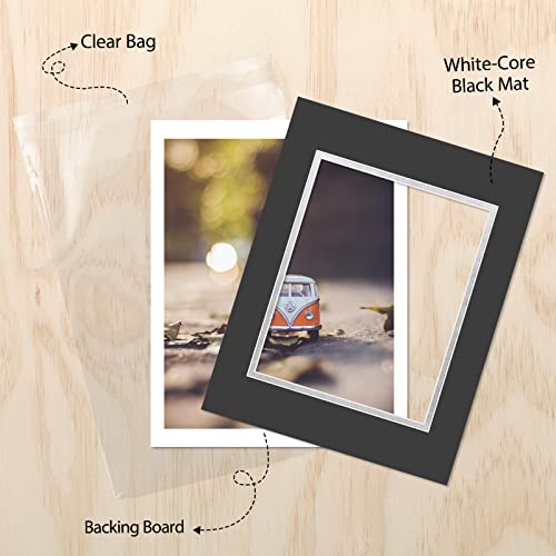 Golden State Art, Double Picture Mats With White Core Bevel Cut For 8X10 Photo Pictures (Mats, Backing, Clear Bags Included), Black Over Silver, 11X14-10 Pack (Double Mat) #TOP5