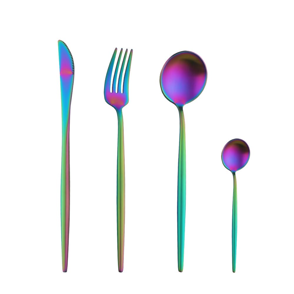 Buyer Star Set Posate Arcobaleno 16 Pezzi – Acciaio Inox Per 4 Persone – Lucidatura A Specchio