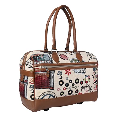 Image of ENSAC Premium 15L Weekender Duffle Bag for Travel for Men and Women Made of Cotton /Jacquard with Cabin Holiday Bag with Non Detachable Shoulder Strap(Multicolor)
