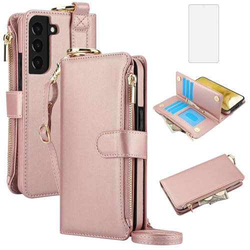 Coque portefeuille Samsung S21 FE fermeture éclair et verre trempé