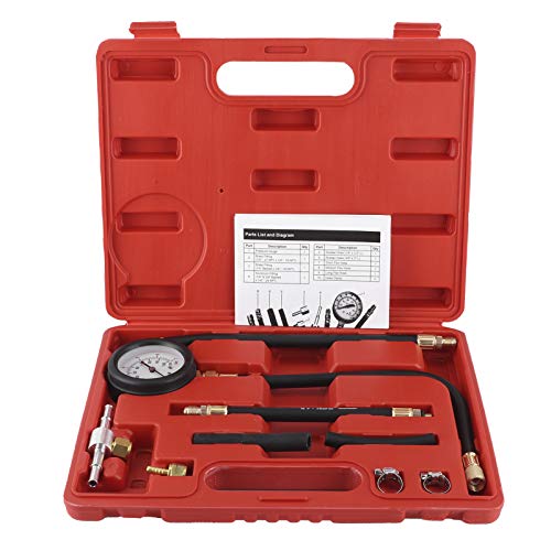 Yuecoom 1-100PSI Fuel Injection Tester, Aluminum + Plastic + Brass + Rubber Fuel Pressure Gauge Only for Gasoline Engine