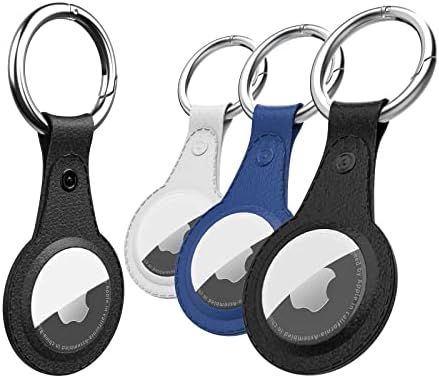 4 Pack Airtag Case for Apple AirTag, Protective PU Leather Keychain Tracker Cover with Air Tag Holder,Finder Items for Dogs,Keys,Backpacks,Multi-Color Airtag Accessories(Not Indclude Airtag)