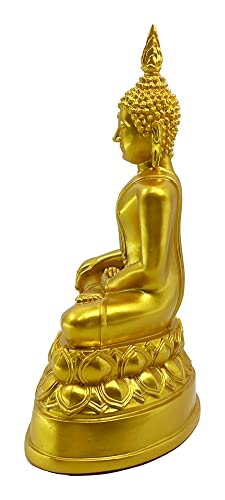 Buddho Buddha Overcoming Temptations 9" H. Gold Thai Buddha Statue For Home Decor Living Room Decor Small Gift Office Gift Sculpture Figurines Zen Altar #TOP2