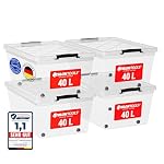ATHLON TOOLS – ATHLON TOOLS 4x 40 L Aufbewahrungsboxen mit Deckel, lebensmi