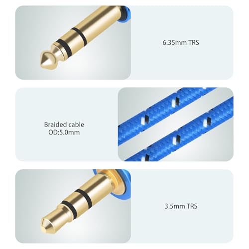 Cable estéreo 3.5mm a 6.35mm de 2.01 m azul miniatura 5