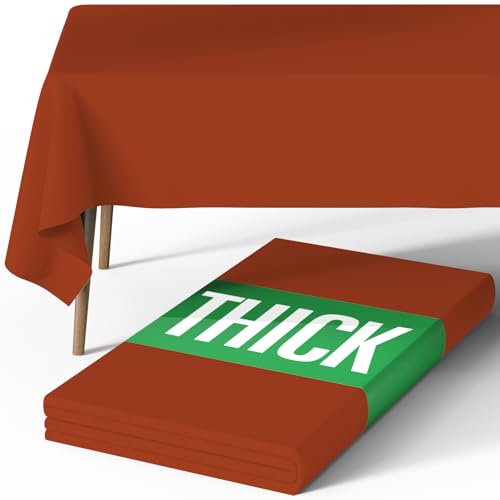 Image of Pureegg Polyester Tablecloth 60 inch x 84 inch Reusable & Washable Rust | Durable, RectangleTable Cloth , for Outdoor Party, Picnic, Wedding, Banquet, Birthday