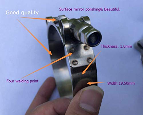 2.5INCH T Bolt Clamps Heavy Boost Hose Pipe Turbo Intercooler Kit Performance Aftermarket Radiator Accessories Automotive Universal Vehicle Parts Stainless Steel304 Nylone Insert Locknut (2.5INCH)