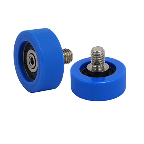 Aexit 2pcs M6 Material handling x 8mm Thread F Type Idler Bearing Pulley Blue 5mm x 22mm x 9mm Model:94as544qo272