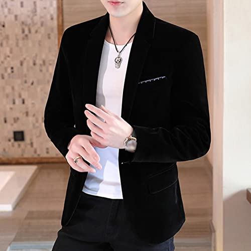 Men Vintage Velvet One Button Blazer Lightweight Solid Casual Sport Coat Single Breasted Slim Dinner Tuxedo Jacket4