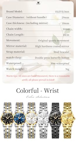 Image of OLEVS Womens Watches Classic Dress Quartz Female Wristwatch Ladies Stainless Steel Waterproof Luminous Date Easy Read Watch for Lady