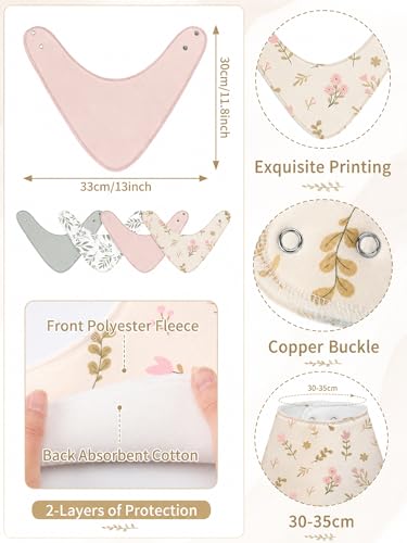 Image of 4 Pcs Baby Bandana Bib Cute Baby Nursery Decor Cotton Newborn Infant Feeding Drool Bib for Drooling and Teething Girl Boy