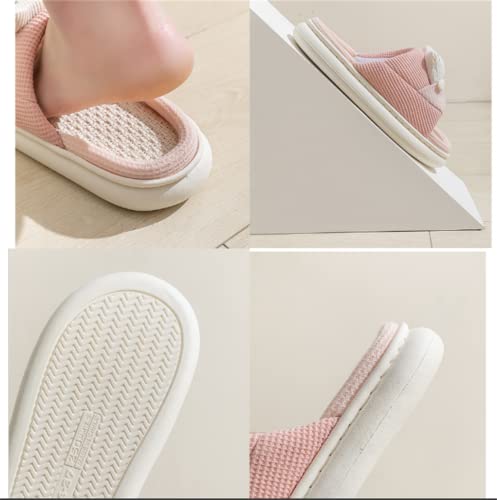 Indoor Slippers, Pigs, Bears Cute Cartoon Slippers Women's Home Slippers Linen Four Seasons Slippers3