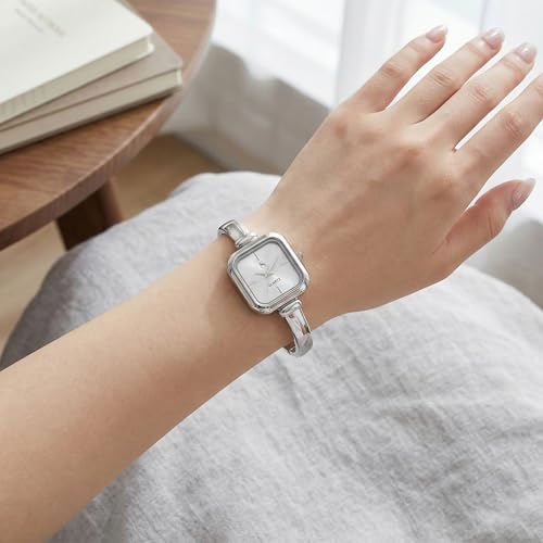 Image of Shocknshop Elegant Bangle Aura Square Dial Ladies Rose Gold Bracelet Strap Watch for Woman -WCH181