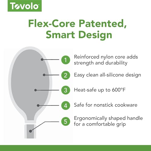 Image of Tovolo Flex Core Silicone Deep Spoon for Cooking Mixing Baking Serving, Dishwasher Safe BPA Free All Silicone Kitchen Mini Spoon Heat Resistant Nonstick Safe Serving Spoon, Charcoal Gray