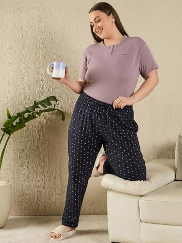 Image of CUPID Women's Plus Size Cotton Printed Pajamas, Nightwear, Lounge Wear, Walk Wear Lowers, Regular Fit Track Pants for Ladies M to 7XL