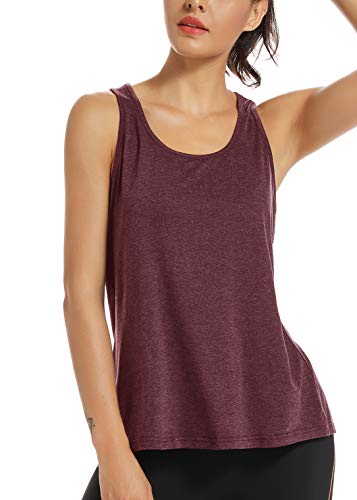 Image of Muzniuer Womens Yoga Workout Tops-Cute Open Back Running Gym Activewear Sports Shirt for Women