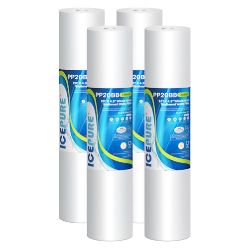 ICEPURE 1 Micron 20" x 4.5" Whole House Sediment Water Filter, 4PACK