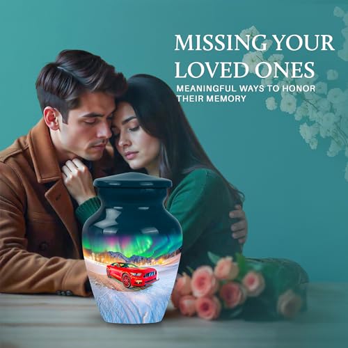 Image of Car Urn - Funeral Ash Urn Mini - 3 Inch - Pack of 4 - Cremation Urns Human Remains - Burial Decorative for Mom & Dad - Little Urns for Adult Ashes
