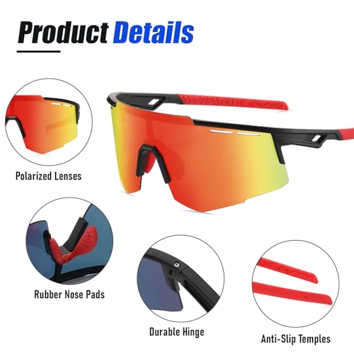 DUCO Polarized Sports Sunglasses for Men UV400 protection Shades Cycling Baseball Running Fishing Sun Glasses DC00303