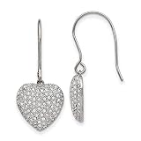 Pendientes largos de acero inoxidable con gancho de pastor pulido con cristal preciosa, corazón de amor, joyería para mujer, Metal