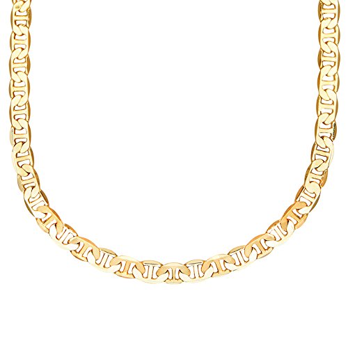 Shining Jewel 14K 24 inches Flat & Thick Gold Plated Imported Quality Mariner Link Chain for Men & Women (SJ_2125)-image-36