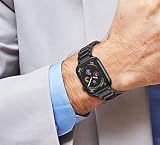 MaKTech Tytanowa bransoletka, metalowa bransoletka z klamrą żółwia, kompatybilna z Apple Watch Series 10/9/Ultra 2/SE/8/7[2024] (42 mm / 41 / 40 mm, czarna)
