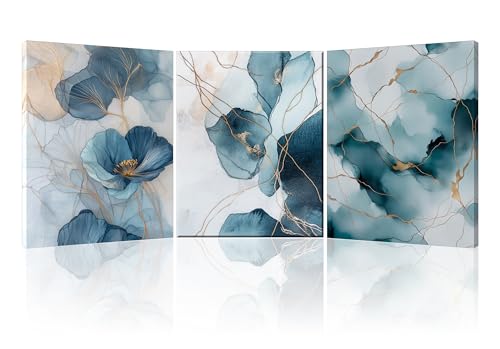 Tableau sur toile moderne bleu Piy Painting | 3 pièces 30x40cm avec cadre