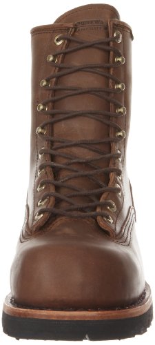 Image of Chippewa 8 Inch Waterproof Steel Toe Logger Boots for Men - Durable Full-Grain Leather Mens Shoes - Slip-Resistant Lace Up Work Boots for Men - Orthotic Comfort Insole for All-Day Support