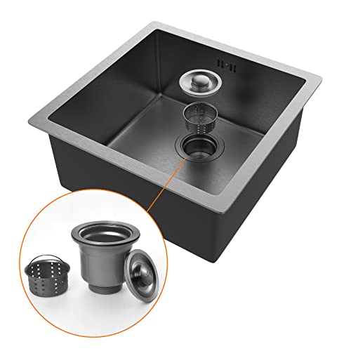 Miniatura 2 de Ibergrif M84040b Fregadero Cocina 40 X 40 Cm, Fregadero Bajo Encimera O Sobre Encimera Con Filtro De Drenaje, Acero Inoxidable, Negro