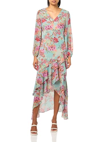 GUESS Womens Long Sleeve Sheila Dress, Serene Mosaic, 4