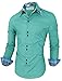 TAM WARE Mens Trendy Slim Fit Inner Checkered Button Down Shirt TWNMS323S-MINT-US M