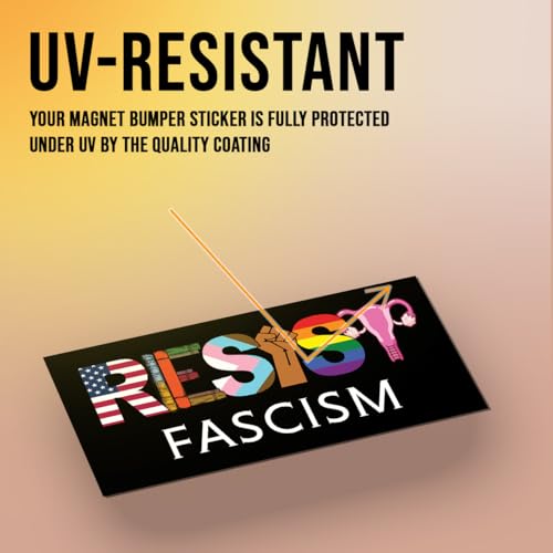 Image of Magnet Resist Fascism Magnet Banned Books LGBTQ Rights Trans Equality Liberal Social Justice Pride Black for Bumper, Refrigerator, Cruise Door, Car, Truck 7.5x3.75in