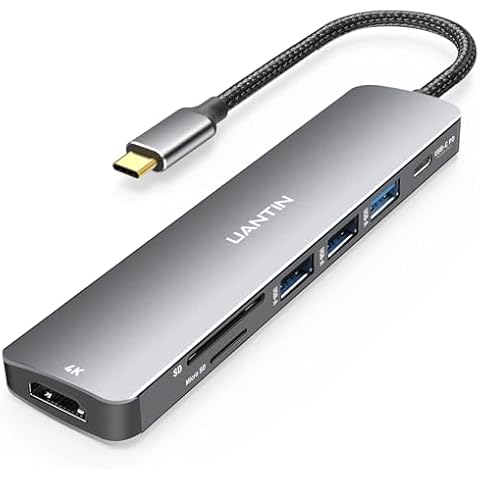 UANTIN USB C Hub 7 in 1 Multiport Adapter with 4K HDMI Dongle, 100W PD, SD/TF Card Reader, 3 USB-A, USBC Docking Station for MacBook Mac Pro/Air, Dell, HP, ASUS, Acer and Other Type C Laptops Cover