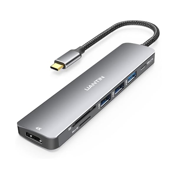 USB C Hub 7 in 1 Multiport Adapter with 4K HDMI Dongle, 100W PD, SD/TF Card Reader, 3 USB-A, USBC Docking Station for MacBook Mac Pro/Air, Dell, HP, ASUS, Acer and Other Type C Laptops